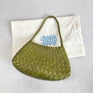 Dragon Diffusion Woven Leather Shoulder Bag Olive Green Handcrafted Hobo Bag